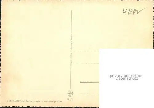 Duesseldorf Corneliusplatz und Koenigsallee Strassenbahn Kat. Duesseldorf