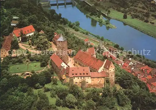 Rothenfels Unterfranken Fliegeraufnahme mit Burg und Main Kat. Rothenfels