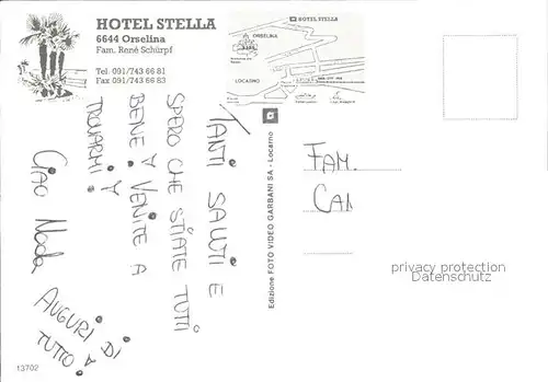 Orselina TI Hotel Stella Fliegeraufnahme Kat. Orselina