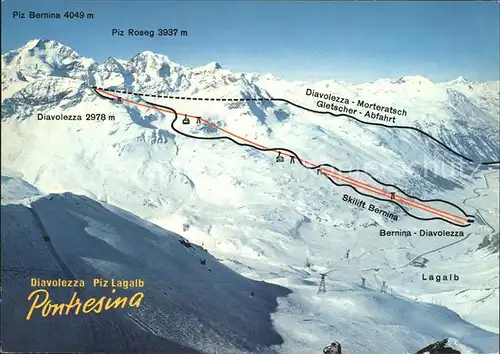 Pontresina Skigebiet Diavolezza Bernina Roseg Morteratsch Lagalb  Kat. Pontresina