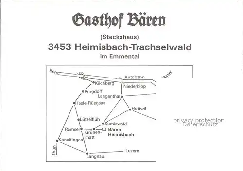 Heimisbach Gasthof Baeren Steckhaus  Kat. Heimisbach