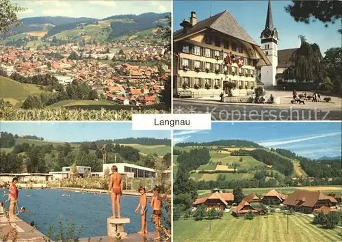 Langnau Emmental Dorfansicht Gasthof Baeren Hallen Freibad Bauernhoefe Ey Kat. Langnau Emmental