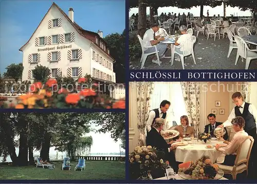 Bottighofen Strandhotel Schloessli Gartenterrasse Liegewiese Dinner Kat. Bottighofen