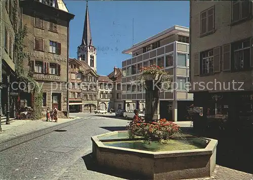 Altstaetten SG Postplatz mit Kirche und Brunnen Kat. Altstaetten