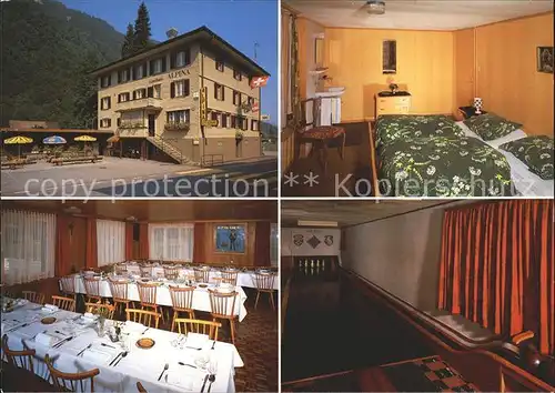 Wolfenschiessen Gasthaus Alpina Gastraum Zimmer Kegelbahn Kat. Wolfenschiessen