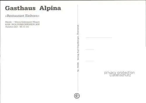 Wolfenschiessen Gasthaus Alpina Gastraum Zimmer Kegelbahn Kat. Wolfenschiessen