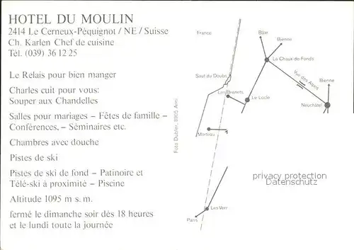Le Cerneux Pequignot Hotel du Moulin Bar Gastraeume Kat. Le Cerneux Pequignot