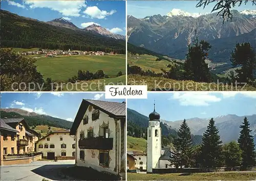 Fuldera Panorama Piz d Aint Dorfplatz Hotel Sternen Kirche Kat. Fuldera