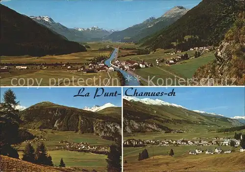 La Punt Chamues ch Panorama Piz Kesch Madulain und Zuoz Kat. La Punt Chamues ch