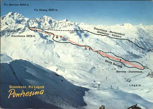 Pontresina Skigebiet Diavolezza Bernina Lagalp Kat. Pontresina