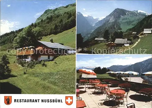 Braunwald GL Bergrestaurant Nussbuehl Terrasse Alpenpanorama Kat. Braunwald