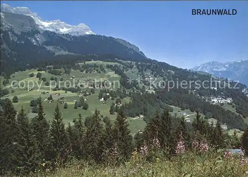 Braunwald GL Gesamtansicht mit Alpenpanorama Kat. Braunwald