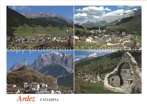 Ardez Dorf Burg Ruine Steinsberg Lischanagruppe Alpenpanorama Kat. Ardez