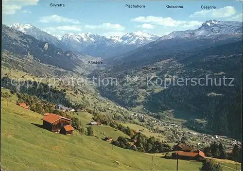 Pany Blick auf das obere Praettigau Alpenpanorama Kat. Pany Luzein