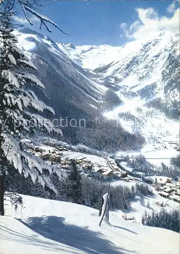 Pontresina mit Rosegtal und Sellagruppe Winterpanorama Kat. Pontresina