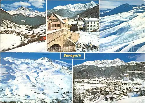 Savognin Dorfpartie Skigebiet Alpenpanorama Kat. Savognin