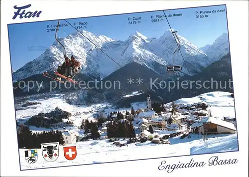 Ftan Winterpanorama Alpen Skilift Kat. Ftan