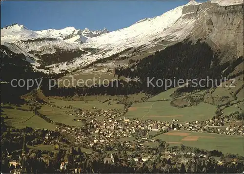 Flims Dorf Sommerpanorama mit Piz Grisch Tschingelhoerner Kat. Flims Dorf