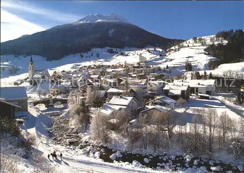 Savognin Partie an der Julia mit Piz Arblatsch Winterpanorama Kat. Savognin