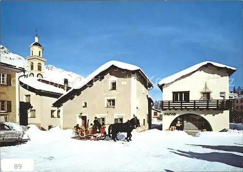 Sils Maria Graubuenden Dofplatz Pferdeschlittenfahrt Bazar Kat. Sils Maria