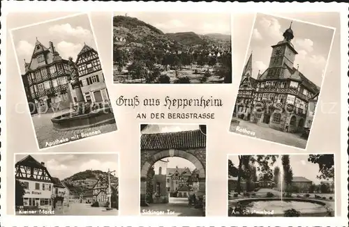 Heppenheim Bergstrasse Apotheke Brunnen Kleiner Markt Schwimmbad Rathaus Kat. Heppenheim (Bergstrasse)