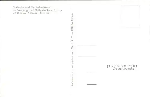 Reisseck Kaernten mit Hochalpmassiv und Seenplateau Kat. Reisseck