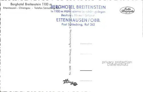 Ettenhausen Schleching Berghotel Breitenstein Kat. Schleching