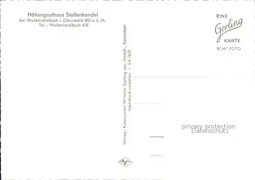 Waldmichelbach Gasthaus Stallenkandel Kat. Wald Michelbach