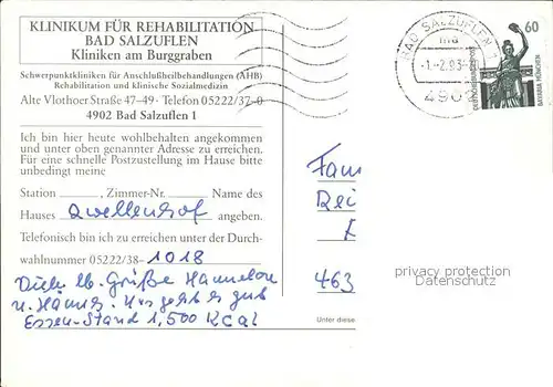 Bad Salzuflen Klinikum fuer Rehabilitation Fliegeraufnahme Speisesaal Hallenbad Fontaene Kat. Bad Salzuflen