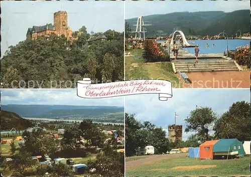 Oberlahnstein Burg Schwimmbad Campingplatz Kat. Lahnstein