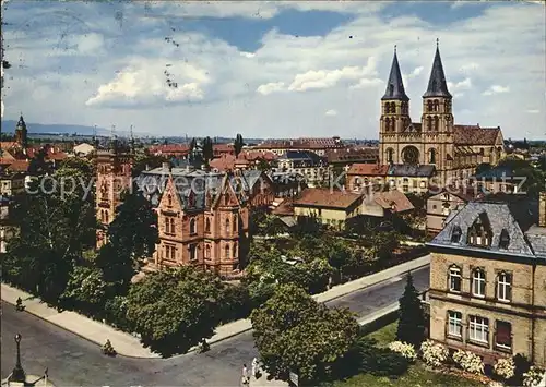 Landau Pfalz Gartenstadt Schloesschen mit Marienkirche Kat. Landau in der Pfalz