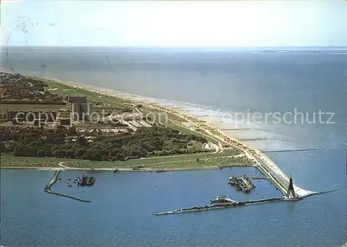 Doese Kugelbake mit Blick zur Insel Neuwerk Fliegeraufnahme Kat. Cuxhaven
