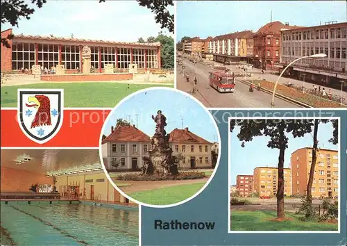 Rathenow Volksschwimmhalle Wilhelm Pieck Str Denkmal des Kurfuersten Bruno Baum Ring Kat. Rathenow