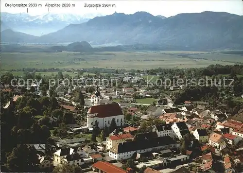 Murnau mit Wettersteingebirge Dreitor Alp und Zugspitze Kat. Murnau a.Staffelsee
