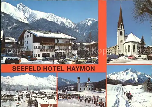 Seefeld Tirol Hotel Haymon Kirche Ortsansicht Langlaeufer Kat. Seefeld in Tirol