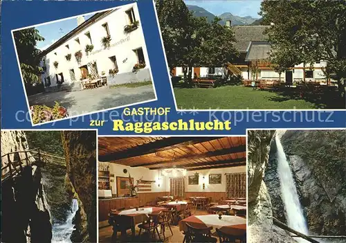 Flattach Gasthof zur Raggaschlucht Gaststube Wasserfall Kat. Flattach