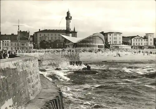 Warnemuende Ostseebad Konsumgaststaette Teepott mit Leuchtturm Kat. Rostock