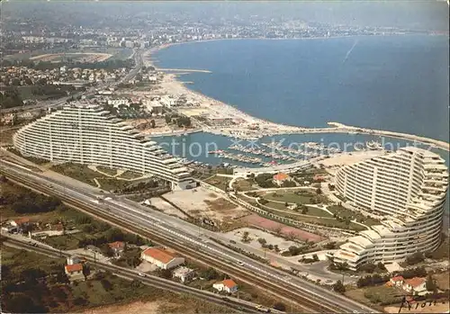 Villeneuve Loubet Fliegeraufnahme baie des Anges et les Marina Kat. Villeneuve Loubet