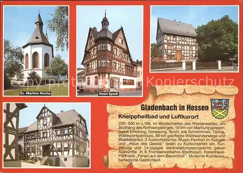 Gladenbach Evangelische Martins Kirche Hotel Spiess Kat. Gladenbach
