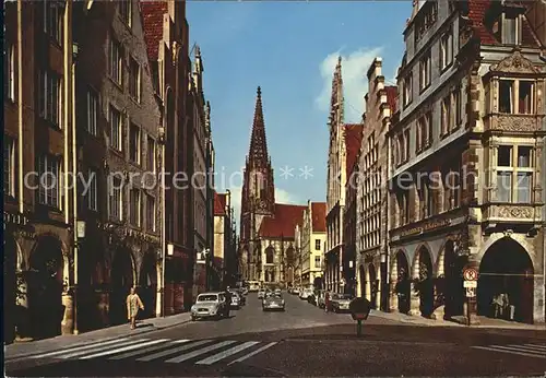 Muenster Westfalen Prinzipalmarkt und Lambertikirche Kat. Muenster
