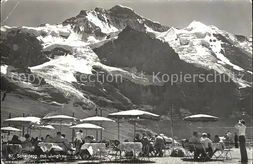 Kleine Scheidegg Wengen mit Jungfrau Bergrestaurant Terrasse Kat. Scheidegg Kleine