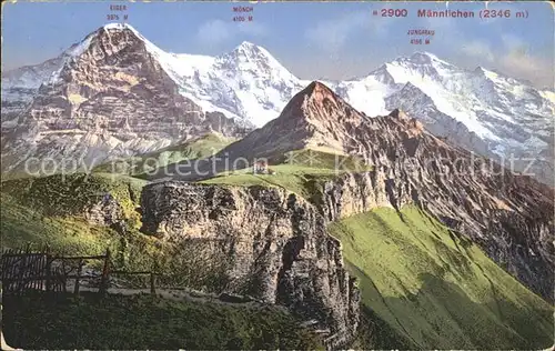 Eiger Grindelwald mit Moench und Maennlichen Kat. Eiger