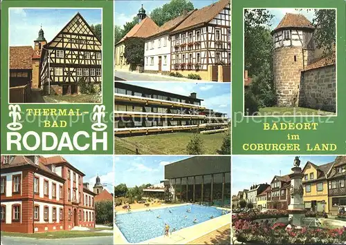 Rodach Bad Thermalbad Fachwerkhaus Schwimmbad Marktbrunnen Turm Kat. Bad Rodach