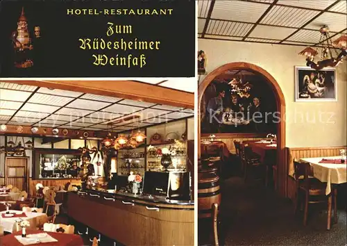 Ruedesheim Rhein Hotel Zum Ruedesheimer Weinfass Bar Gaststube Kat. Ruedesheim am Rhein