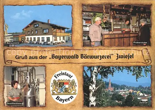 Zwiesel Niederbayern Baerwurzerei Probierstube Destillierblase Ortsblick / Zwiesel /Regen LKR