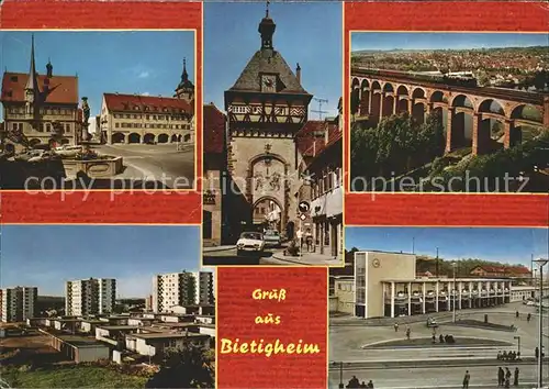 Bietigheim Bissingen Rathaus Stadttor Viadukt Hochhaeuser Bahnhof Kat. Bietigheim Bissingen
