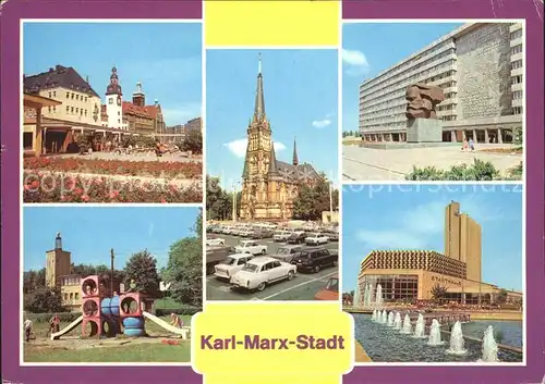 Karl Marx Stadt Rathaus Kuechwaldpark Theaterplatz Karl Marx Monument  Kat. Chemnitz