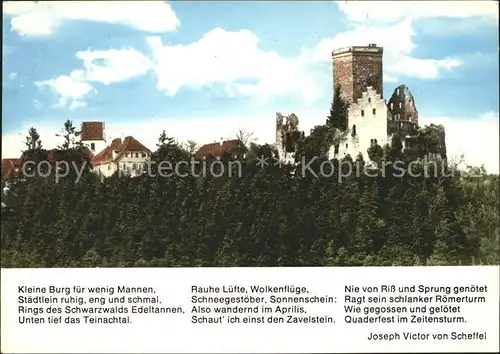 Zavelstein Burg Gedicht Kat. Bad Teinach Zavelstein