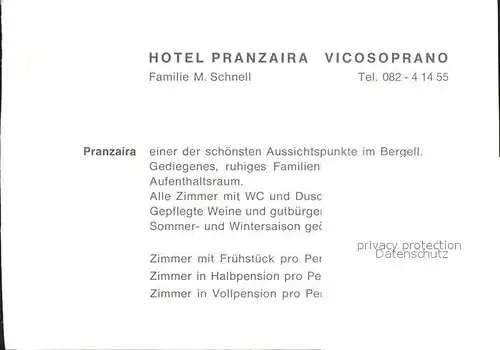 Vicosoprano Hotel Pranzaira Kat. Vicosoprano