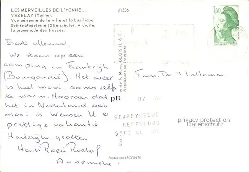 Vezelay Fliegeraufnahme Sainte Madeleine Fosses Kat. Vezelay